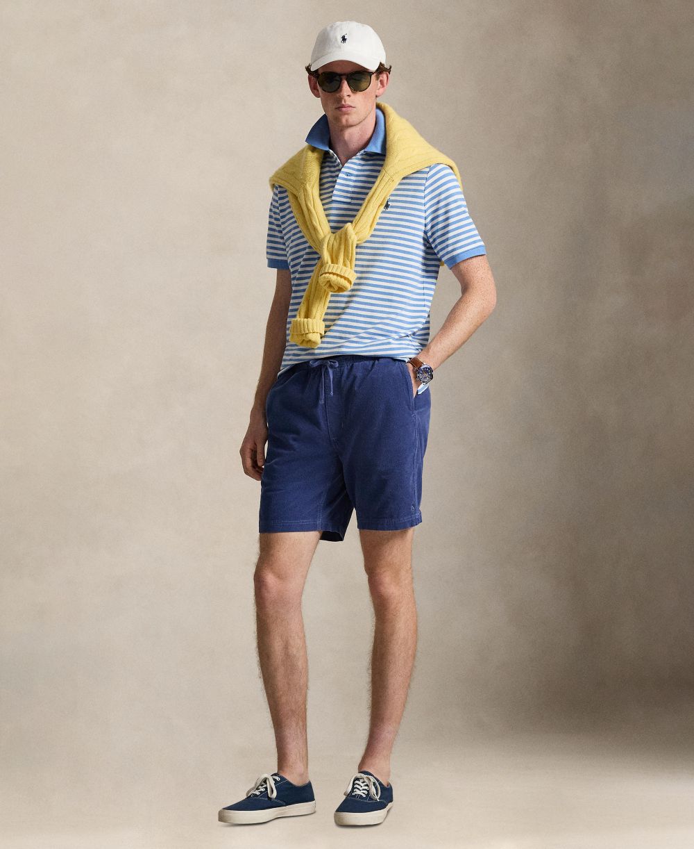 Men's Striped Mesh Polo Shirt