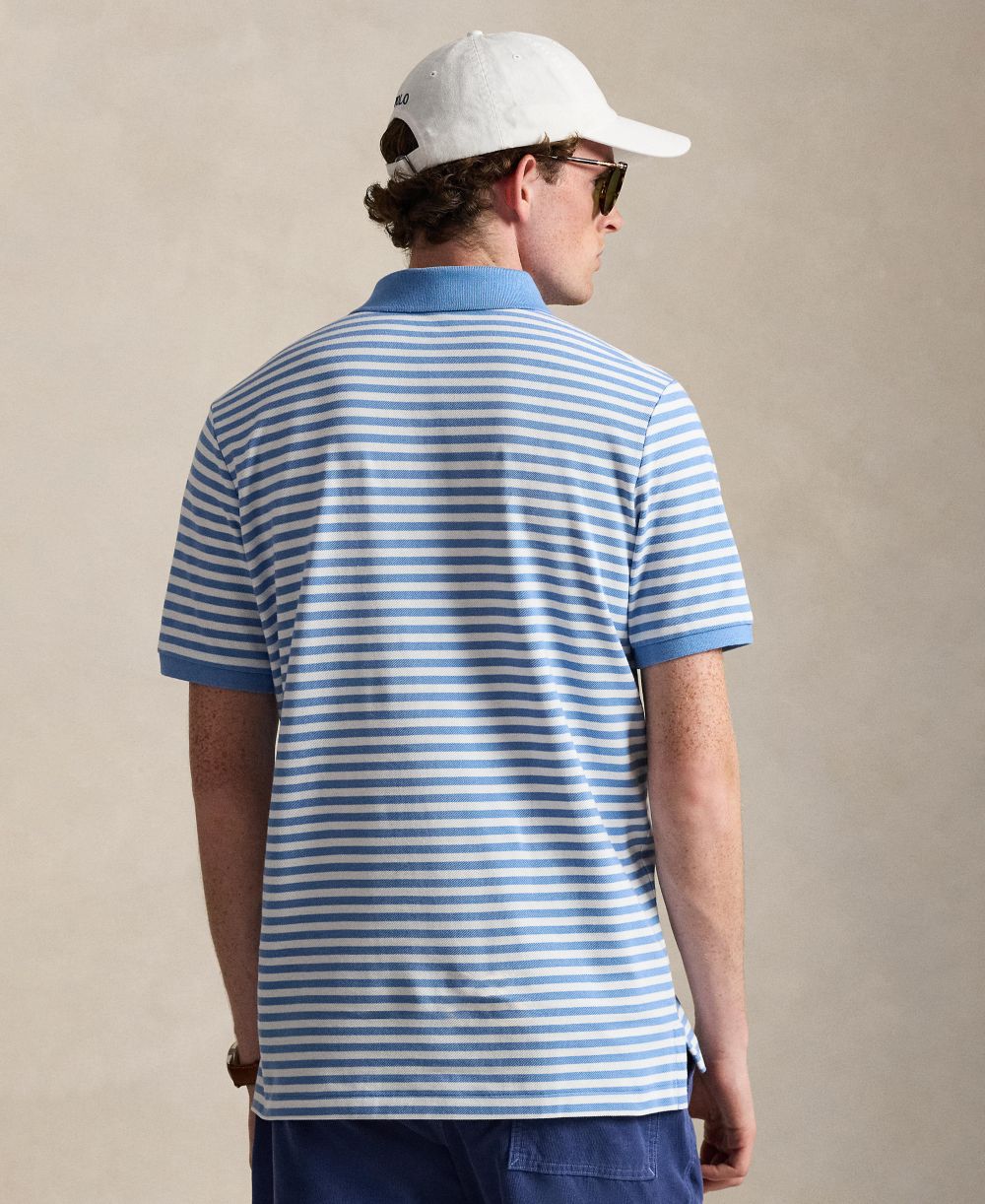 Men's Striped Mesh Polo Shirt