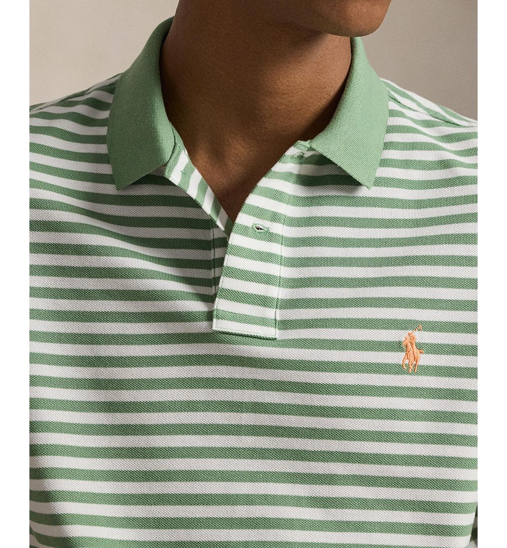 Men's Striped Mesh Polo Shirt