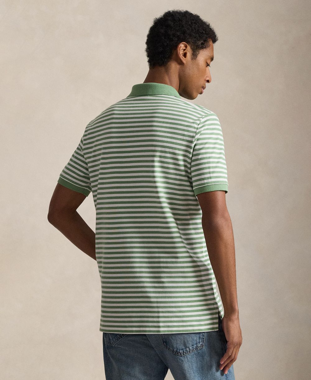 Men's Striped Mesh Polo Shirt