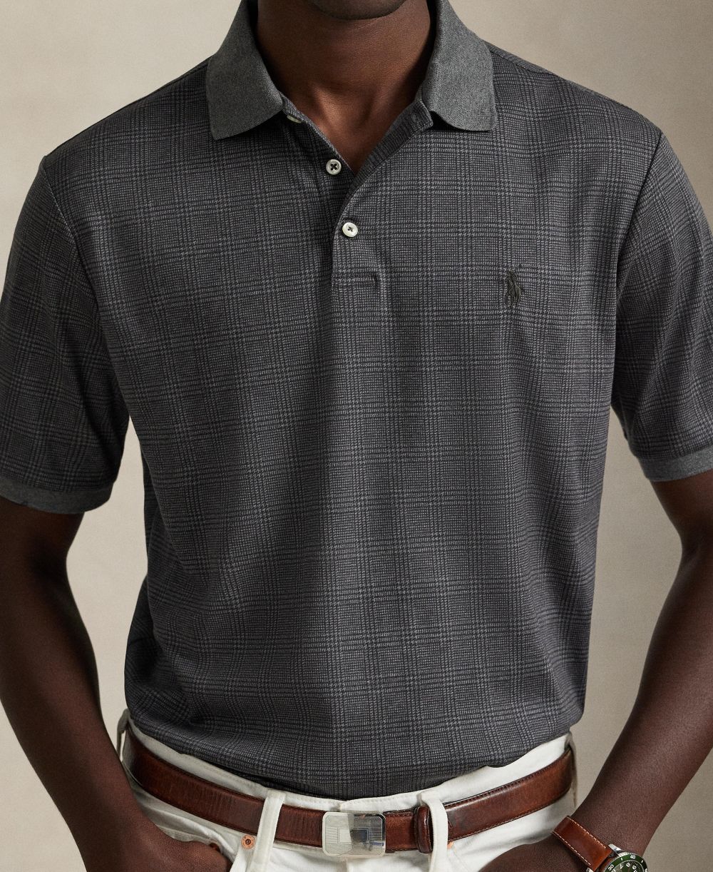 Men's Glen Plaid Polo Shirt