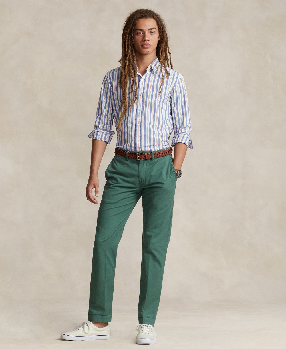Men's Custom-Fit Striped Oxford Shirt