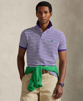 Classic Fit Striped Mesh Polo Shirt