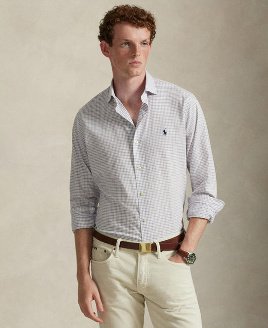 Men's Classic-Fit Plaid Stretch Poplin Shirt