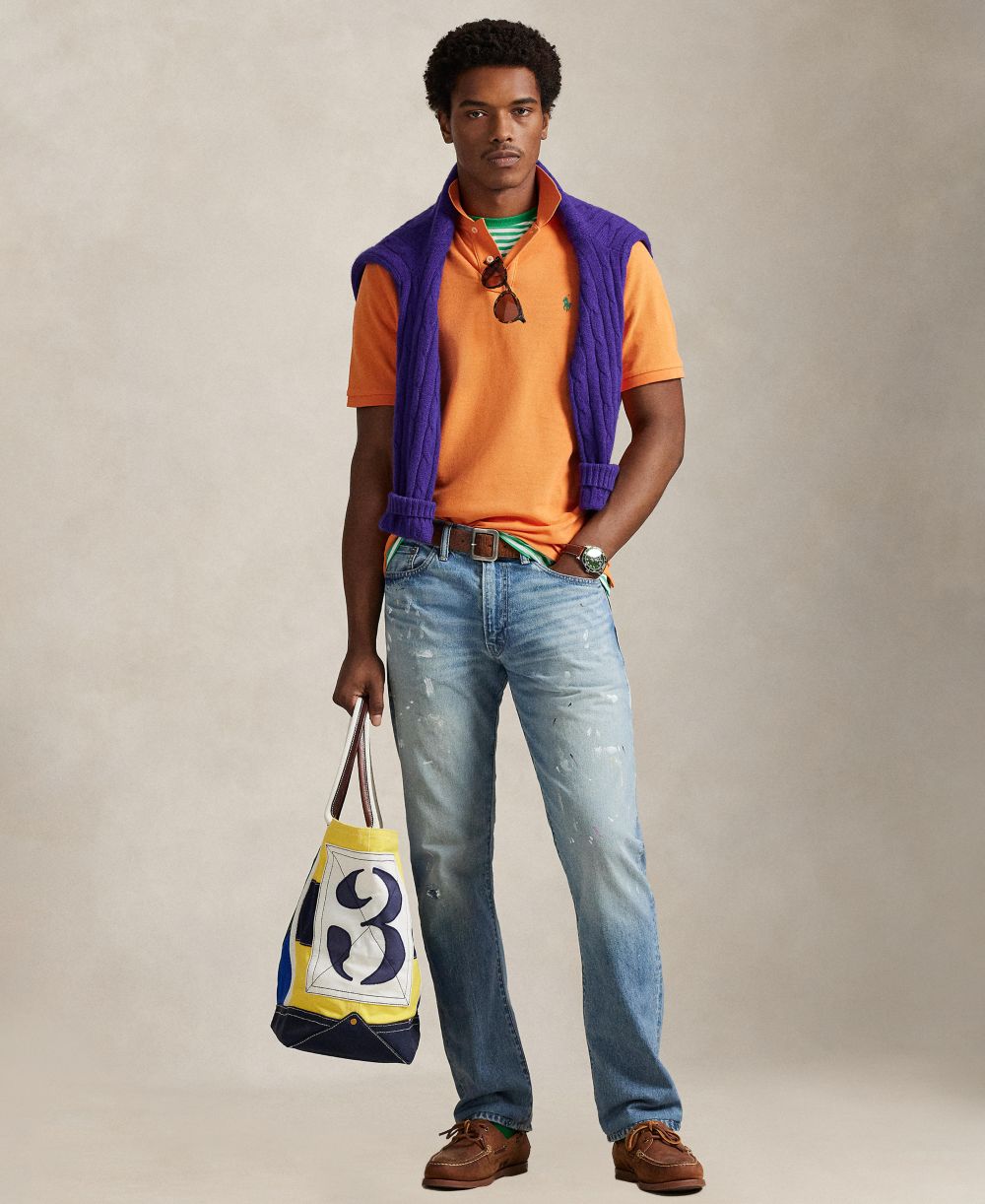 Men's Cotton Custom Slim Fit Mesh Polo Shirt