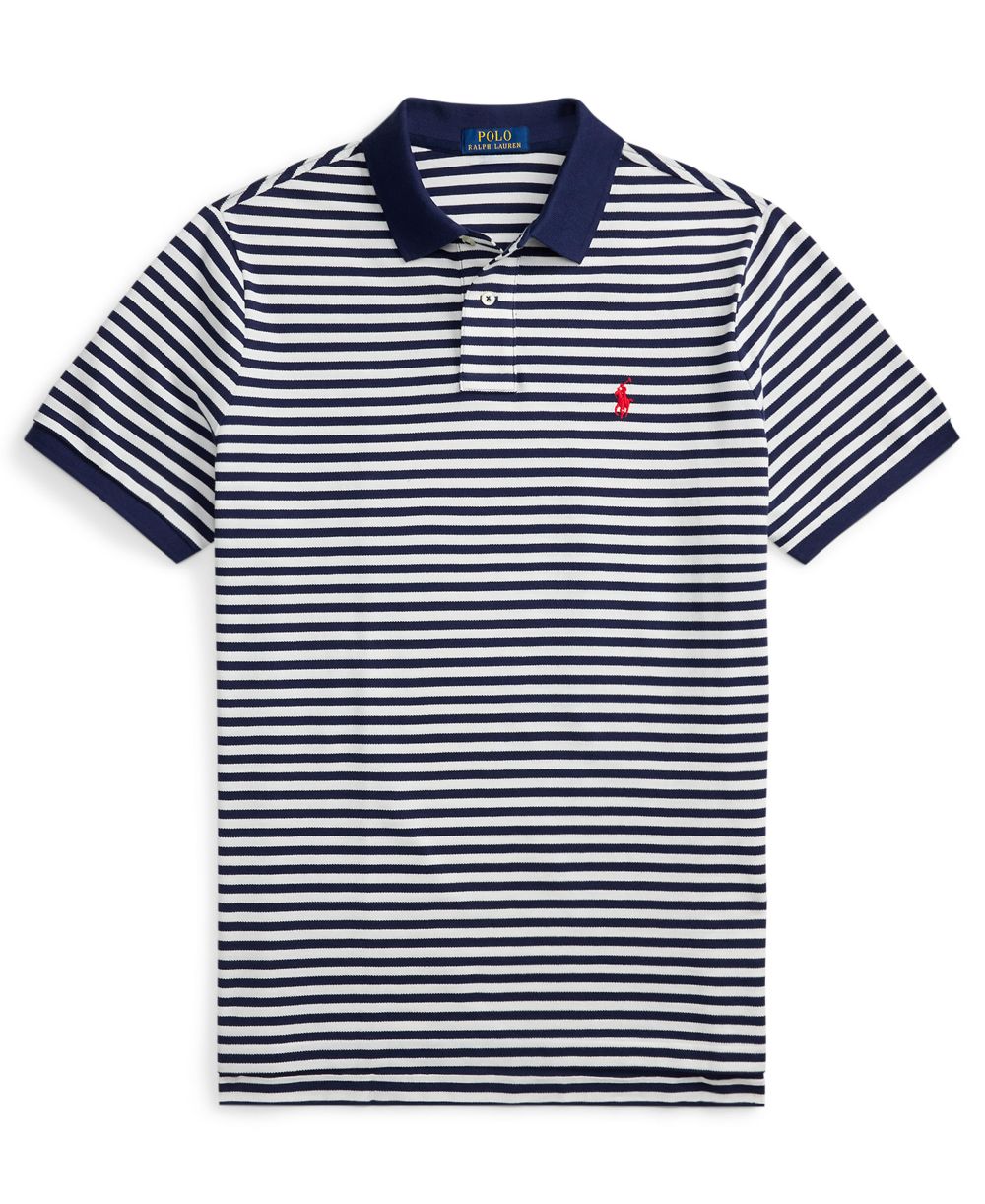 Classic Fit Striped Mesh Polo Shirt