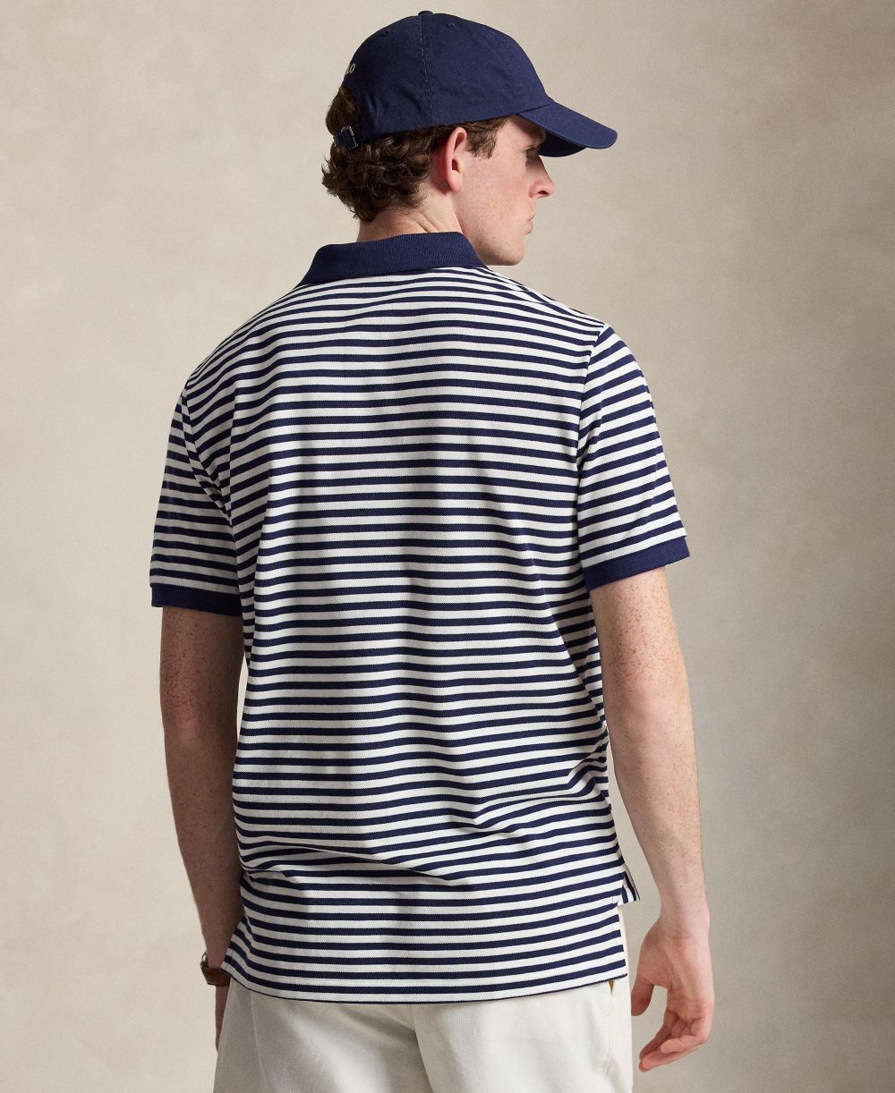 Classic Fit Striped Mesh Polo Shirt