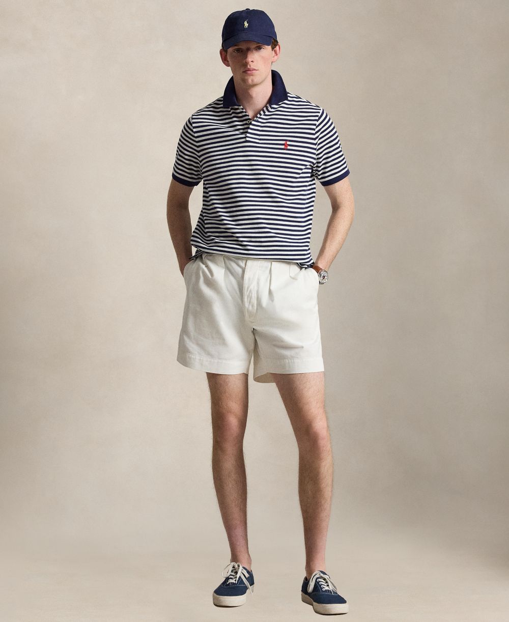 Classic Fit Striped Mesh Polo Shirt