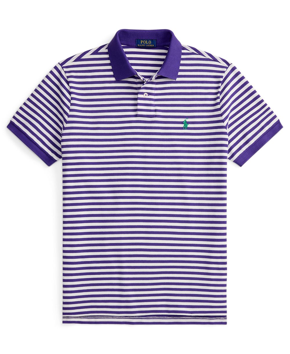 Classic Fit Striped Mesh Polo Shirt