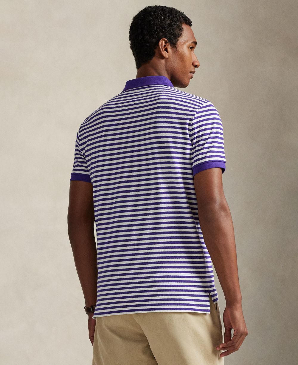 Classic Fit Striped Mesh Polo Shirt