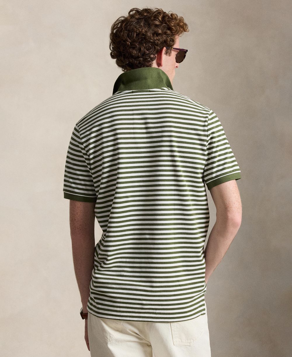 Classic Fit Striped Mesh Polo Shirt