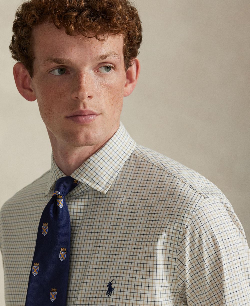 Men's Classic-Fit Plaid Stretch Poplin Shirt