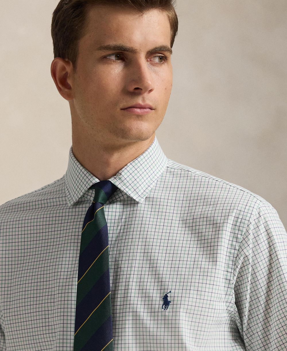 Men's Classic-Fit Plaid Stretch Poplin Shirt