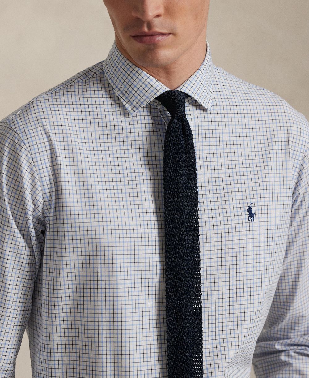 Men's Classic-Fit Plaid Stretch Poplin Shirt