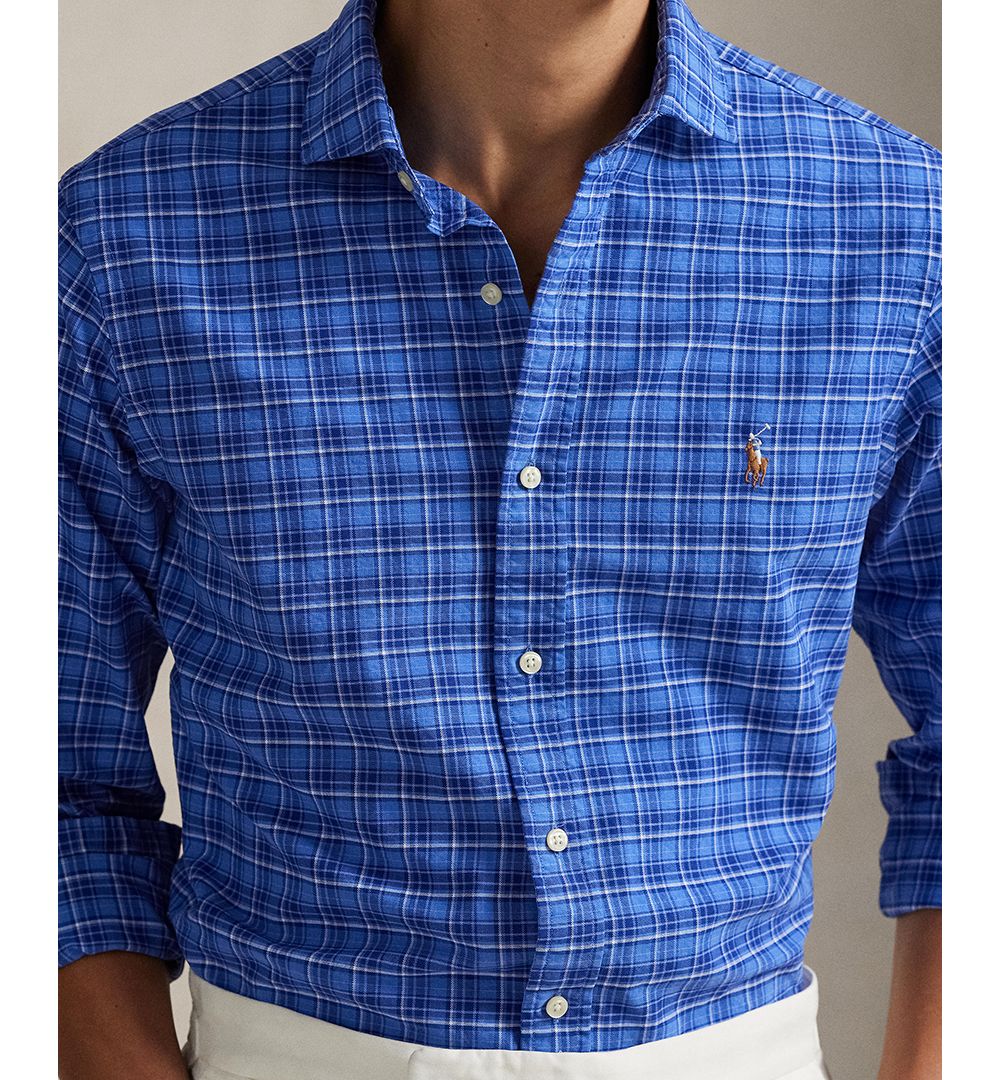 Men's Custom-Fit Plaid Oxford Shirt