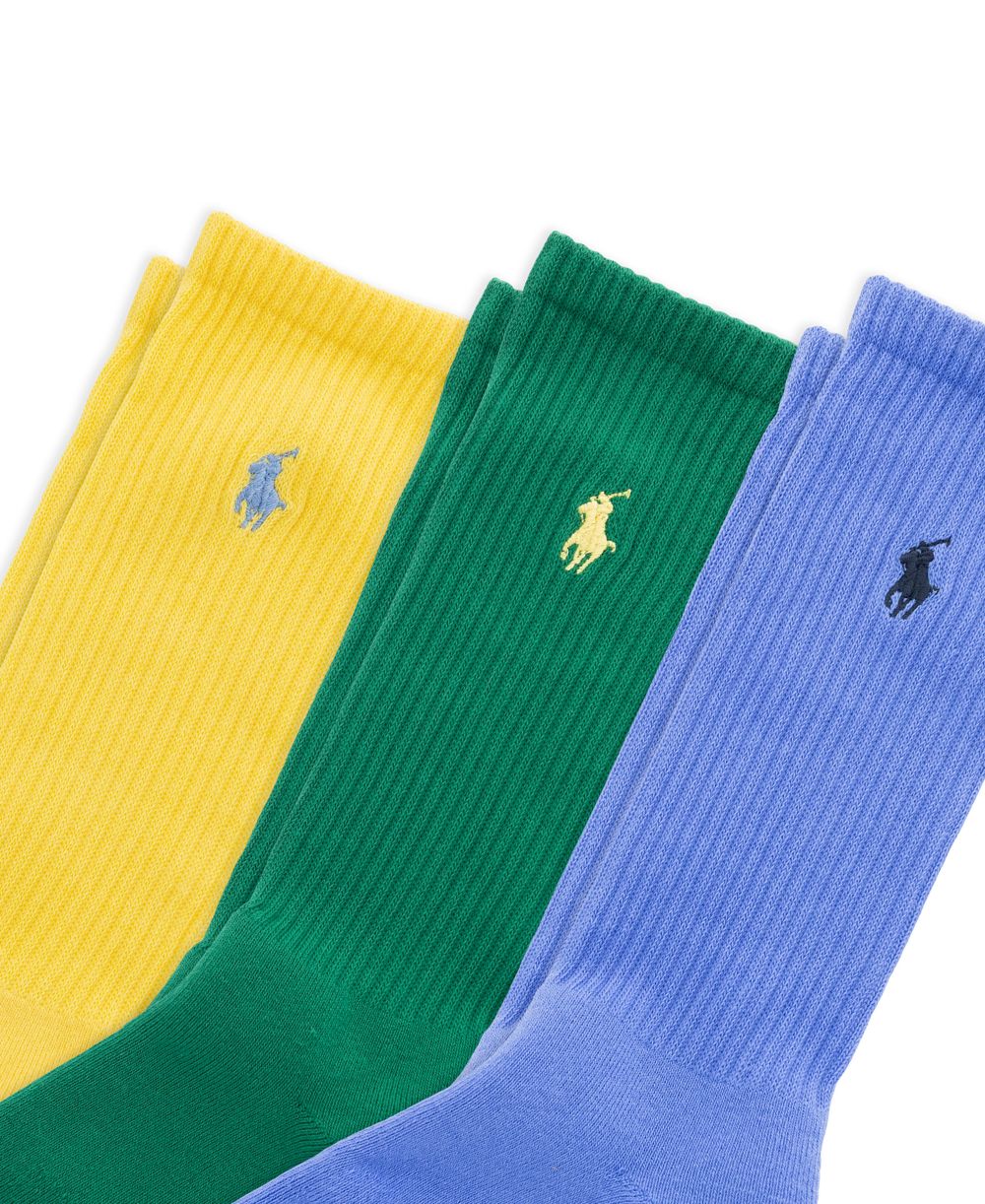 Men's Ribbed Cushion Foot Crew Socks, 3-Pack