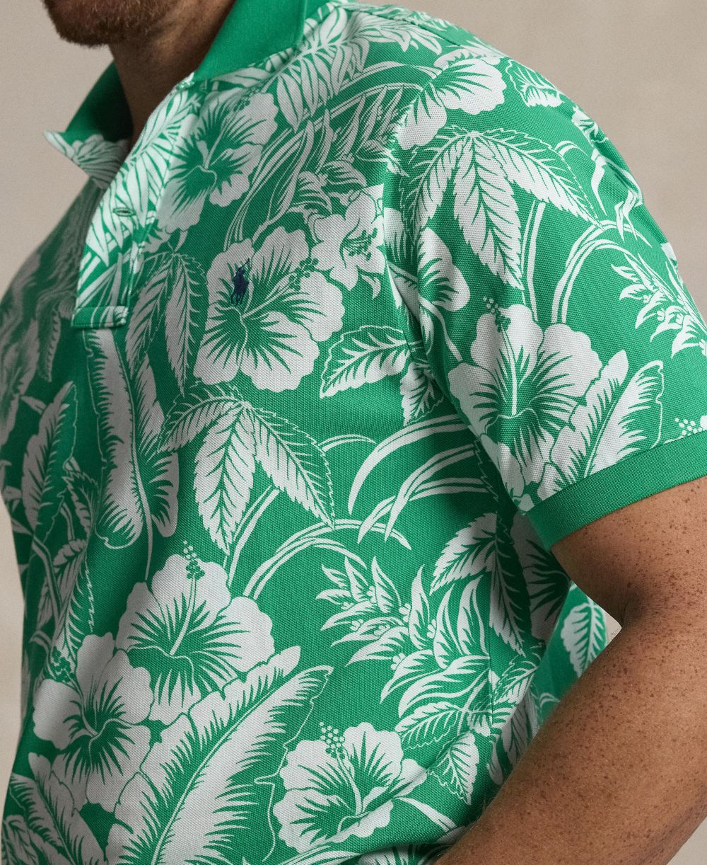 Men's Big & Tall Short-Sleeve Tropical Print Polo Shirt