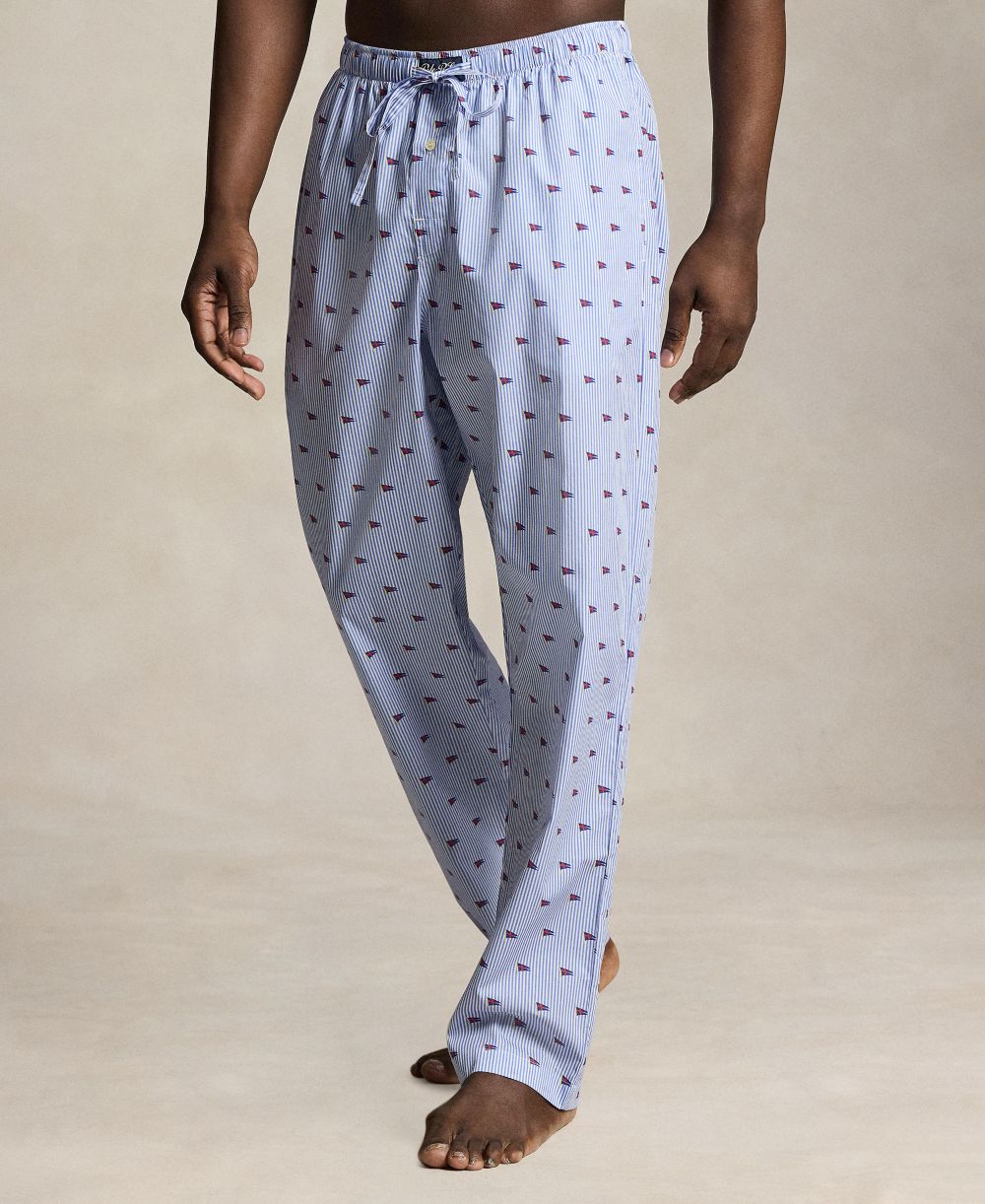 Men's Nautical Flag Motif Print Pajama Pants