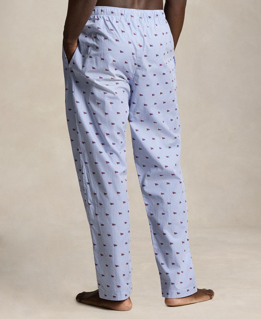 Men's Nautical Flag Motif Print Pajama Pants