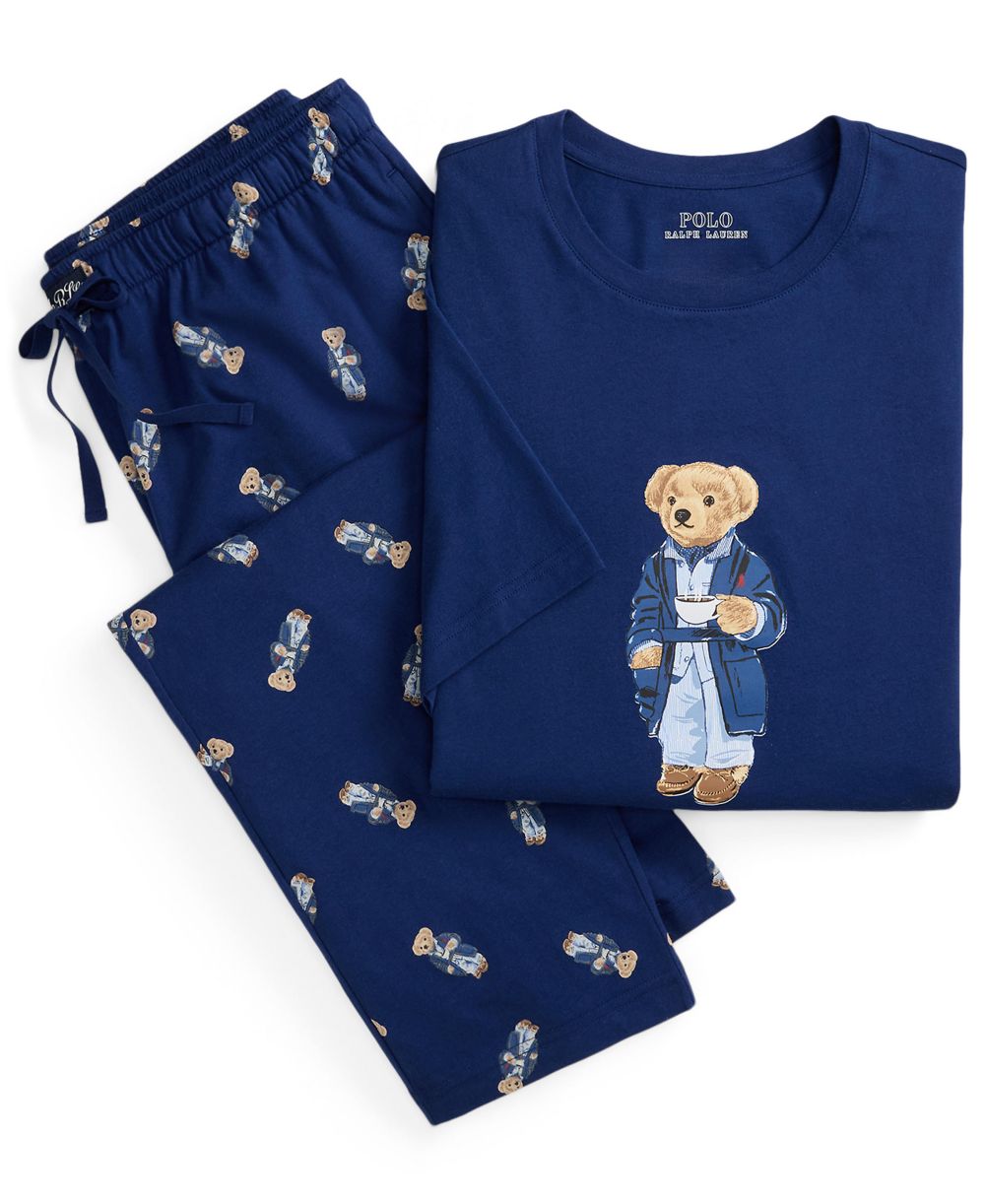 Men's Polo Bear T-Shirt and Pajama Pants, 2-Piece Set