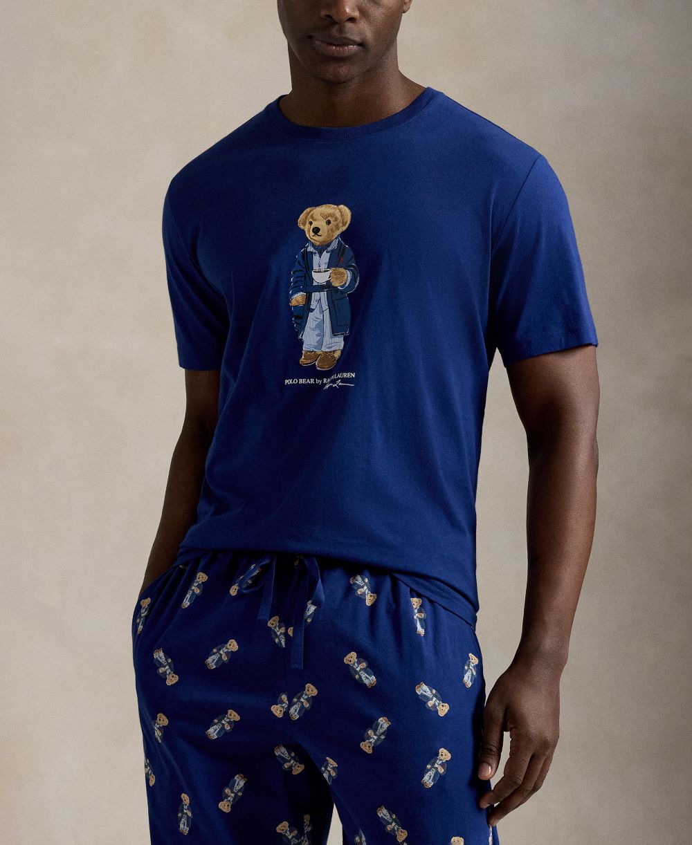 Men's Polo Bear T-Shirt and Pajama Pants, 2-Piece Set