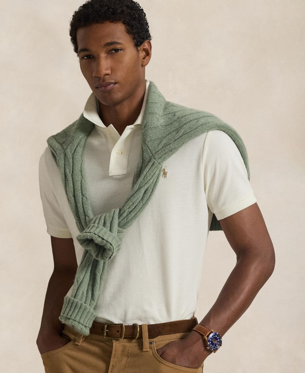 Men's Cotton Custom Slim Fit Mesh Polo Shirt