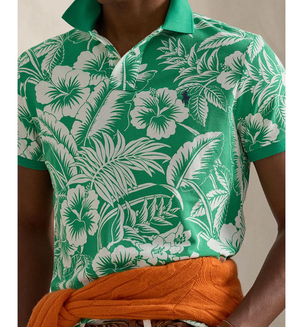 Men's Short-Sleeve Tropical Mesh Polo Shirt