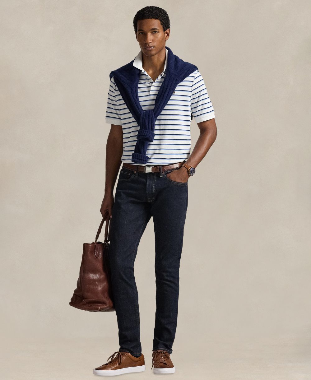 Men's Short-Sleeve Classic-Fit Stripe Polo Shirt