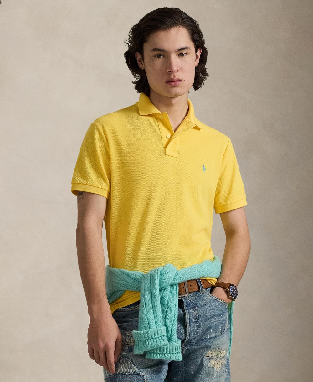 Men's Cotton Custom Slim Fit Mesh Polo Shirt