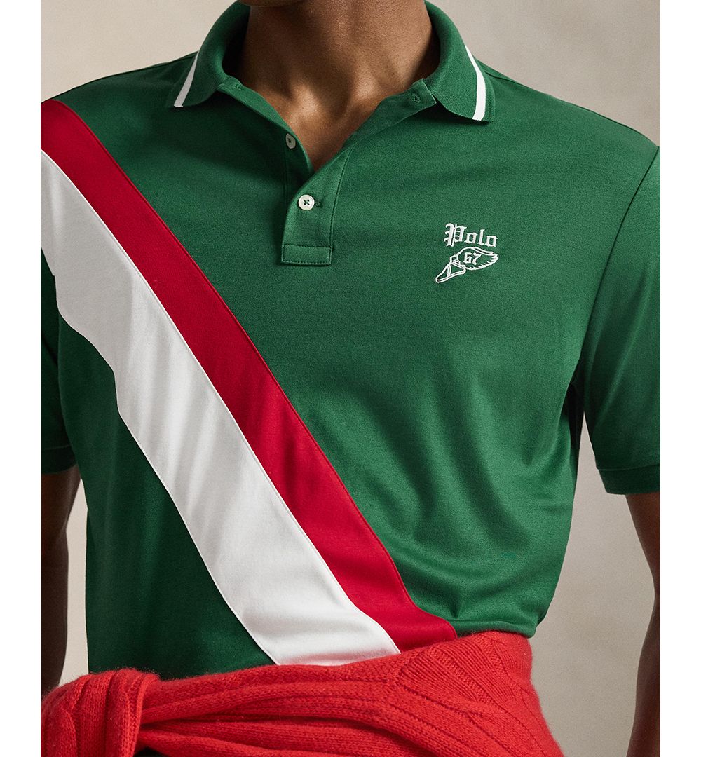 Men's Striped Piecing Short-Sleeve Polo Shirt