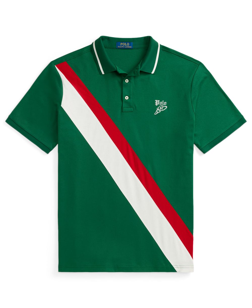 Men's Striped Piecing Short-Sleeve Polo Shirt