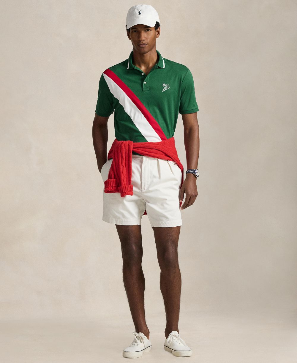 Men's Striped Piecing Short-Sleeve Polo Shirt