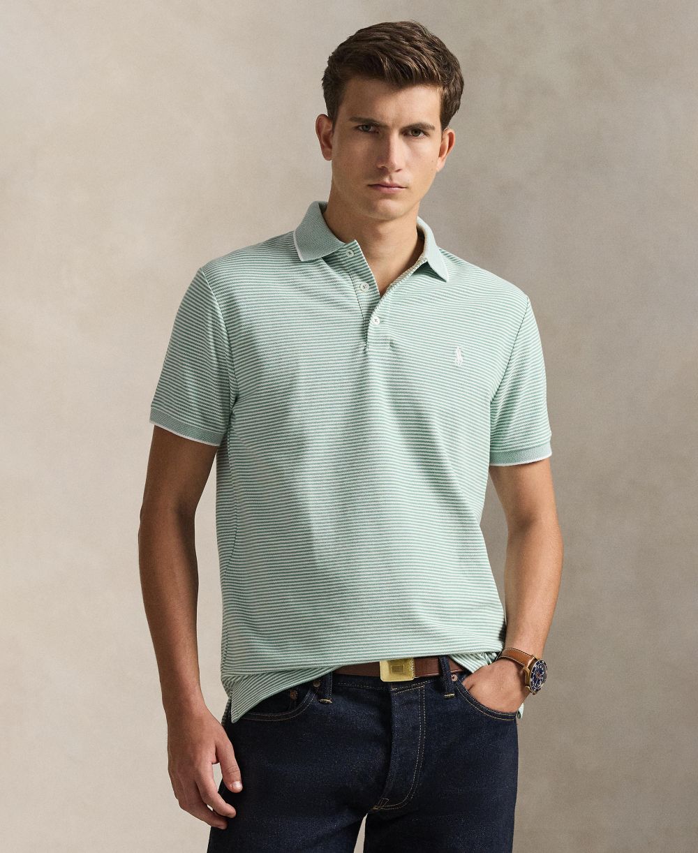 Men's Classic-Fit Stretch Oxford Mesh Polo Shirt