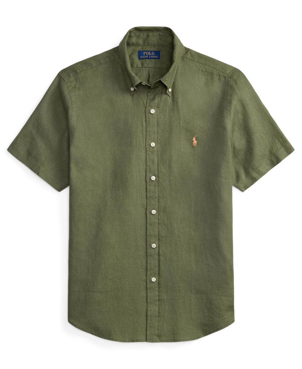 Men's Short-Sleeve Linen Button-Up Shirt