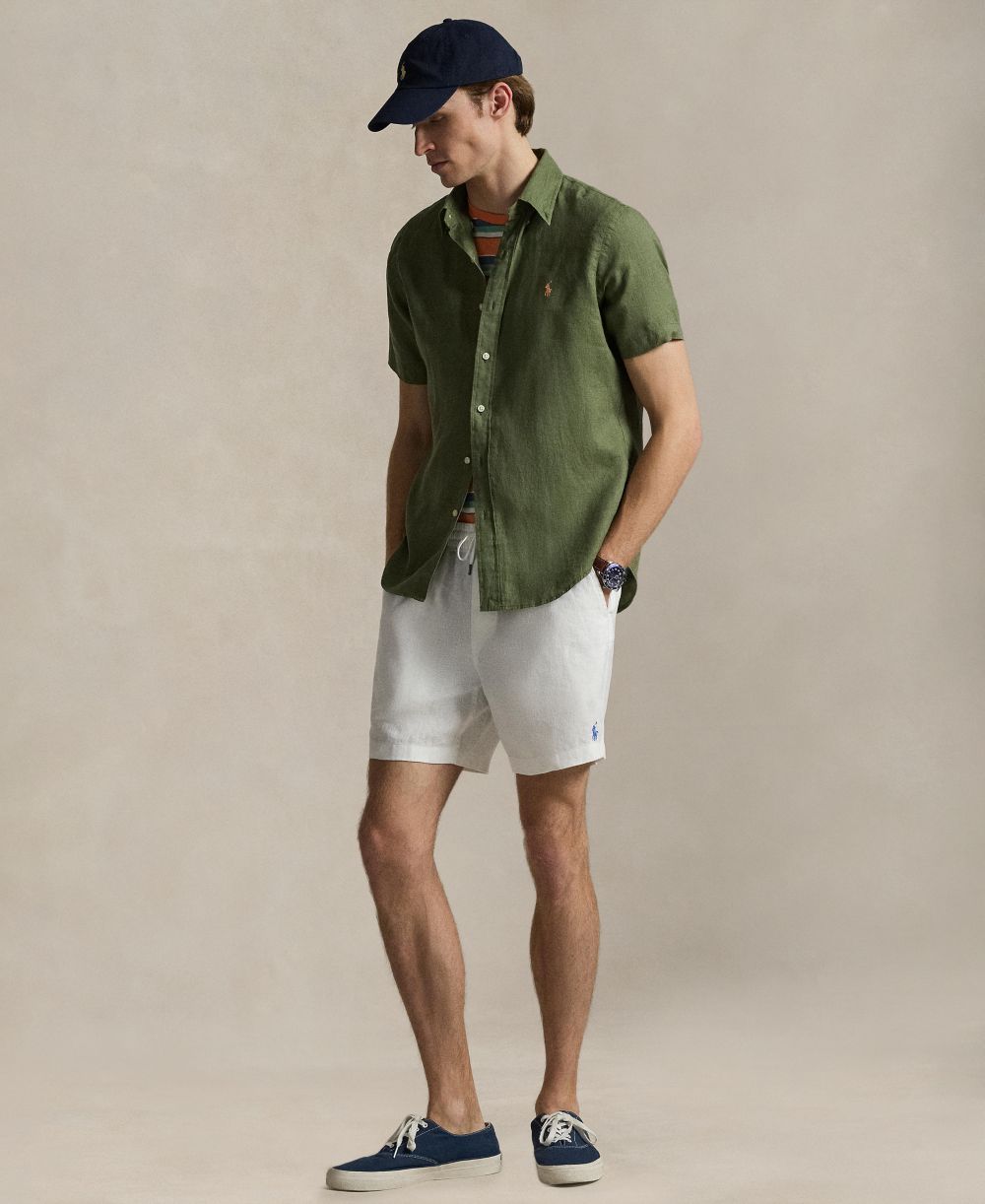 Men's Short-Sleeve Linen Button-Up Shirt