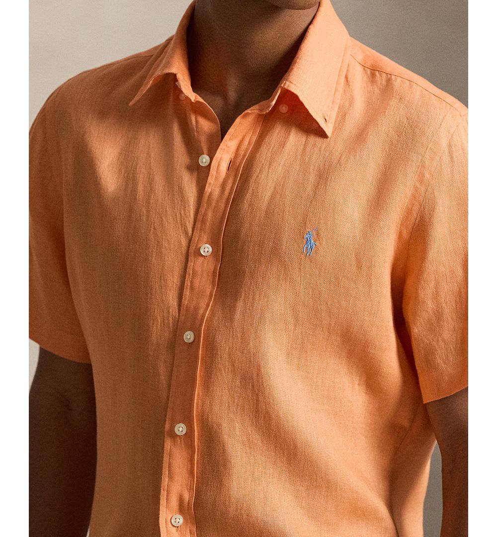 Men's Short-Sleeve Linen Button-Up Shirt