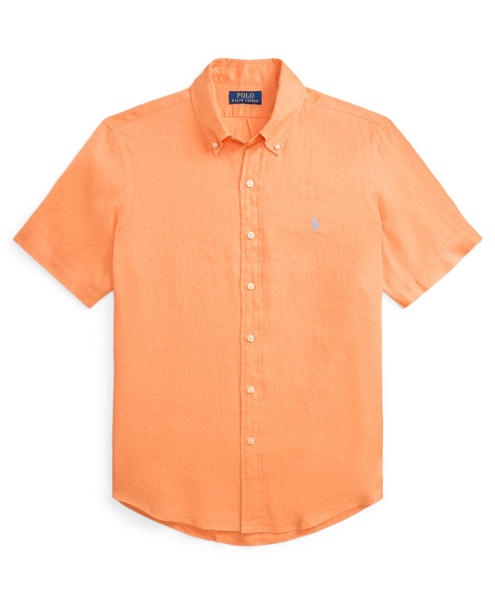Men's Short-Sleeve Linen Button-Up Shirt