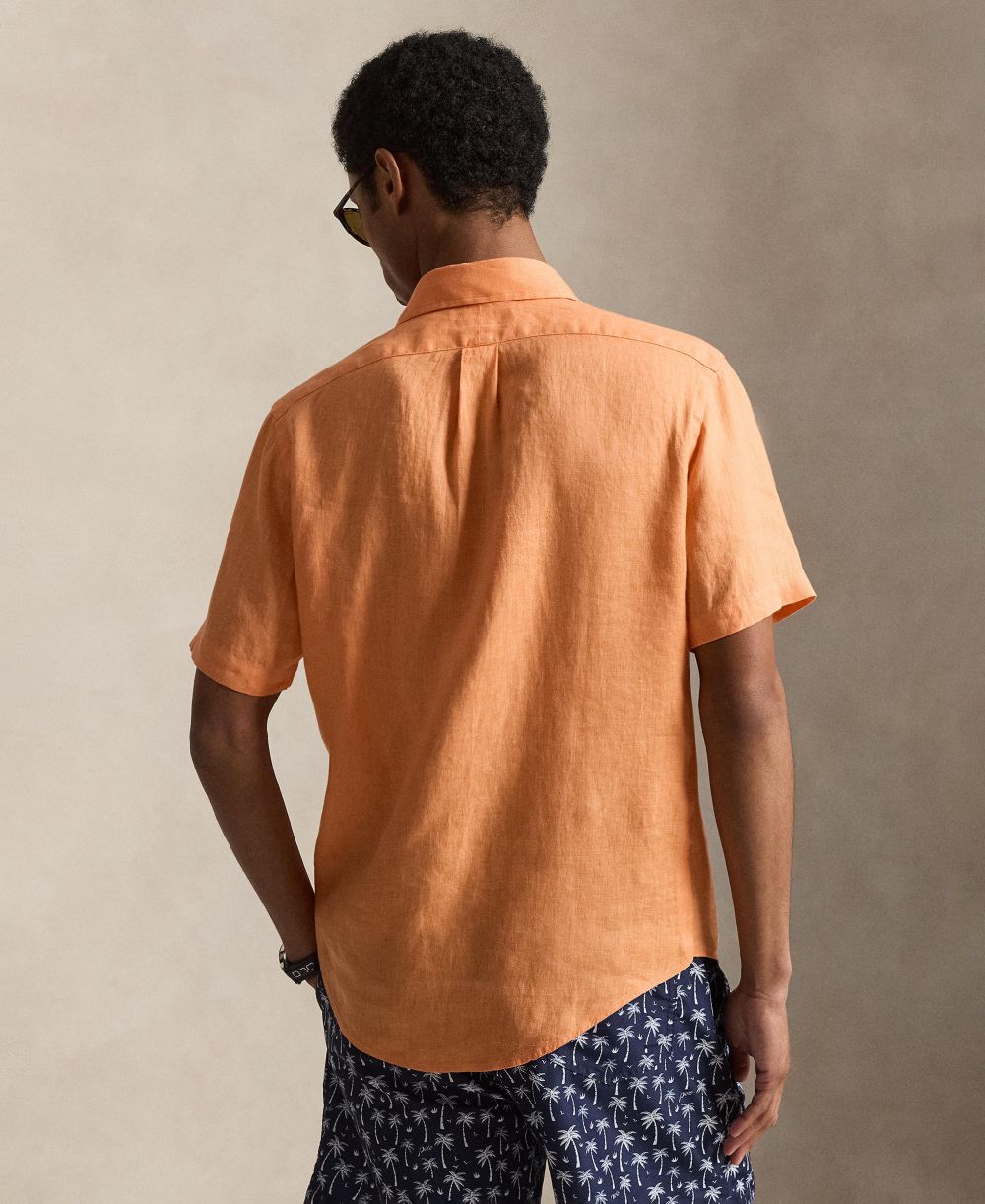 Men's Short-Sleeve Linen Button-Up Shirt