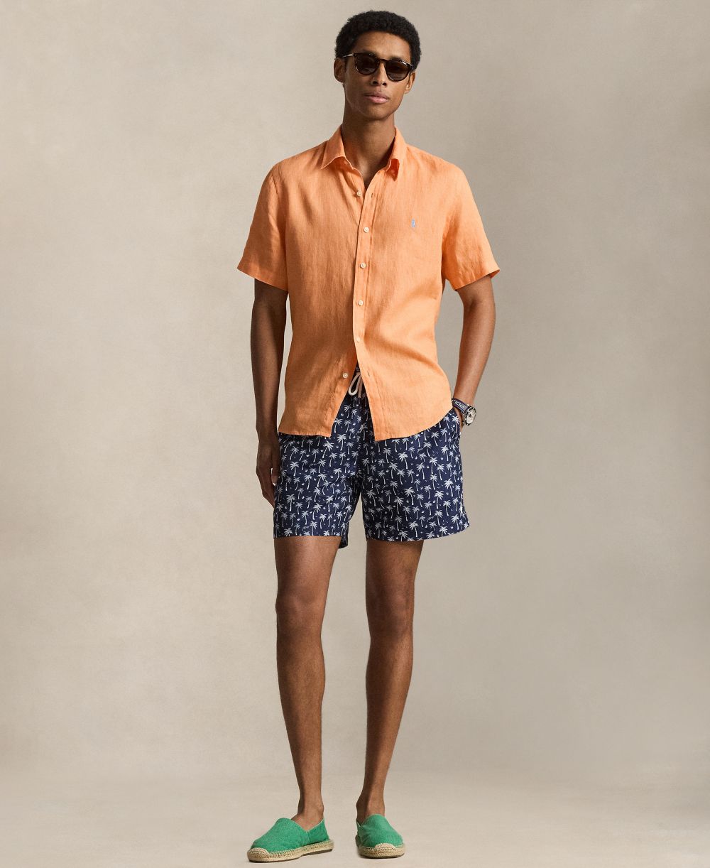 Men's Short-Sleeve Linen Button-Up Shirt