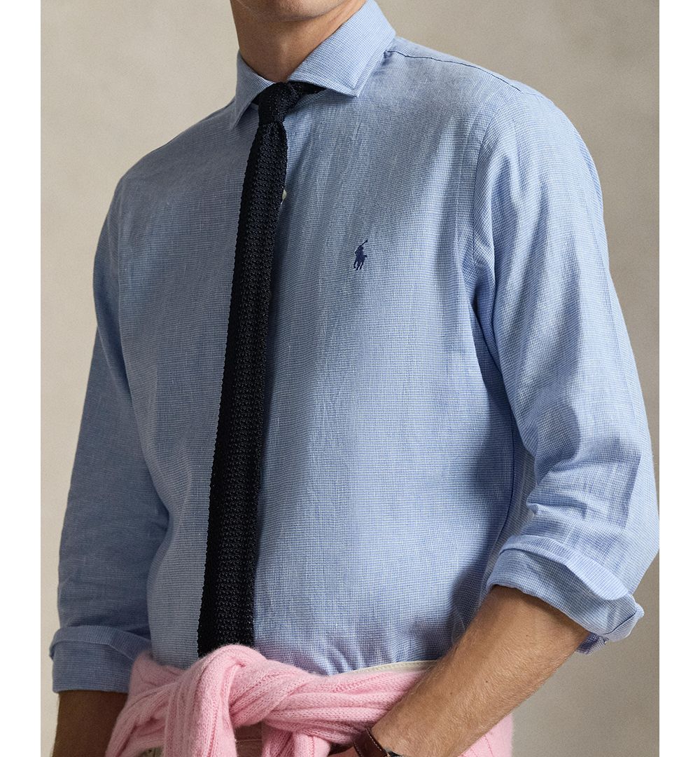 Men's Classic-Fit Miniature Houndstooth Pattern Shirt