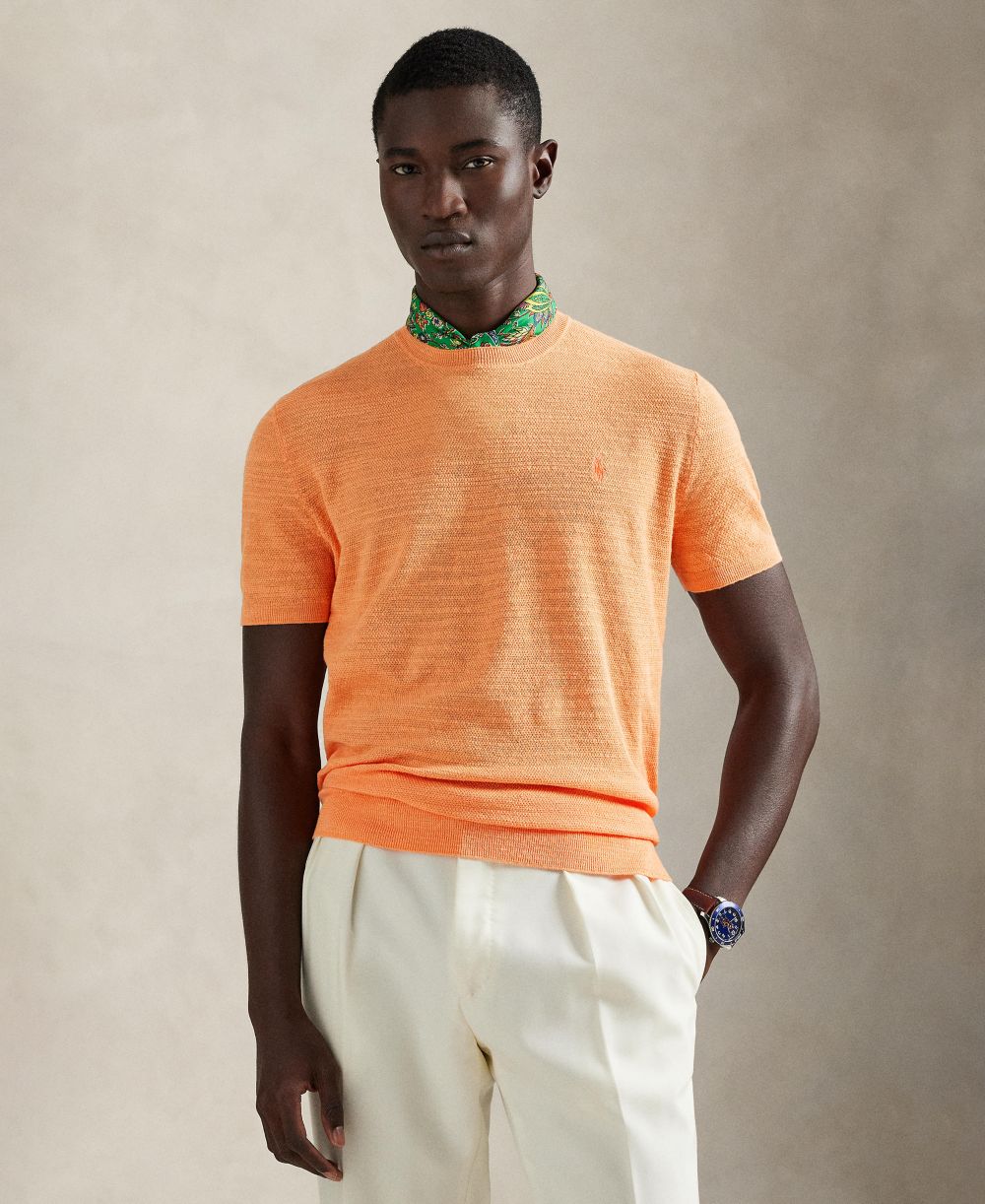 Men's Textured Lightweight Short-Sleeve Sweater
