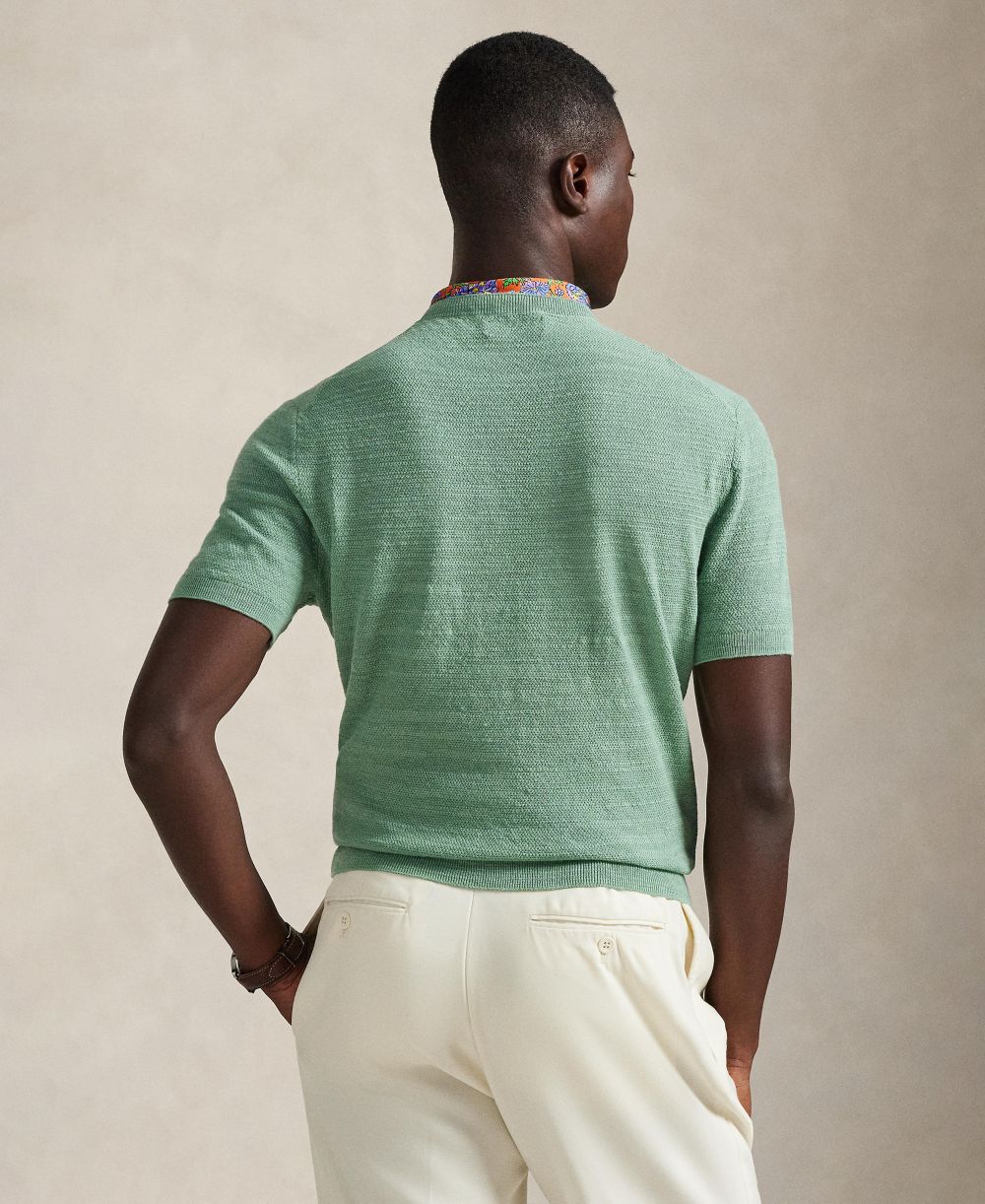 Men's Textured Lightweight Short-Sleeve Sweater