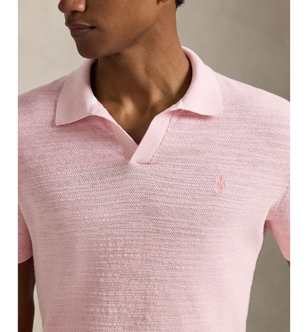 Men's Short-Sleeve Textured Sweater Polo Shirt