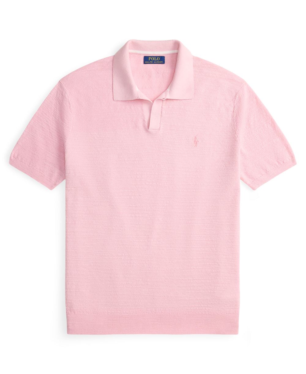 Men's Short-Sleeve Textured Sweater Polo Shirt