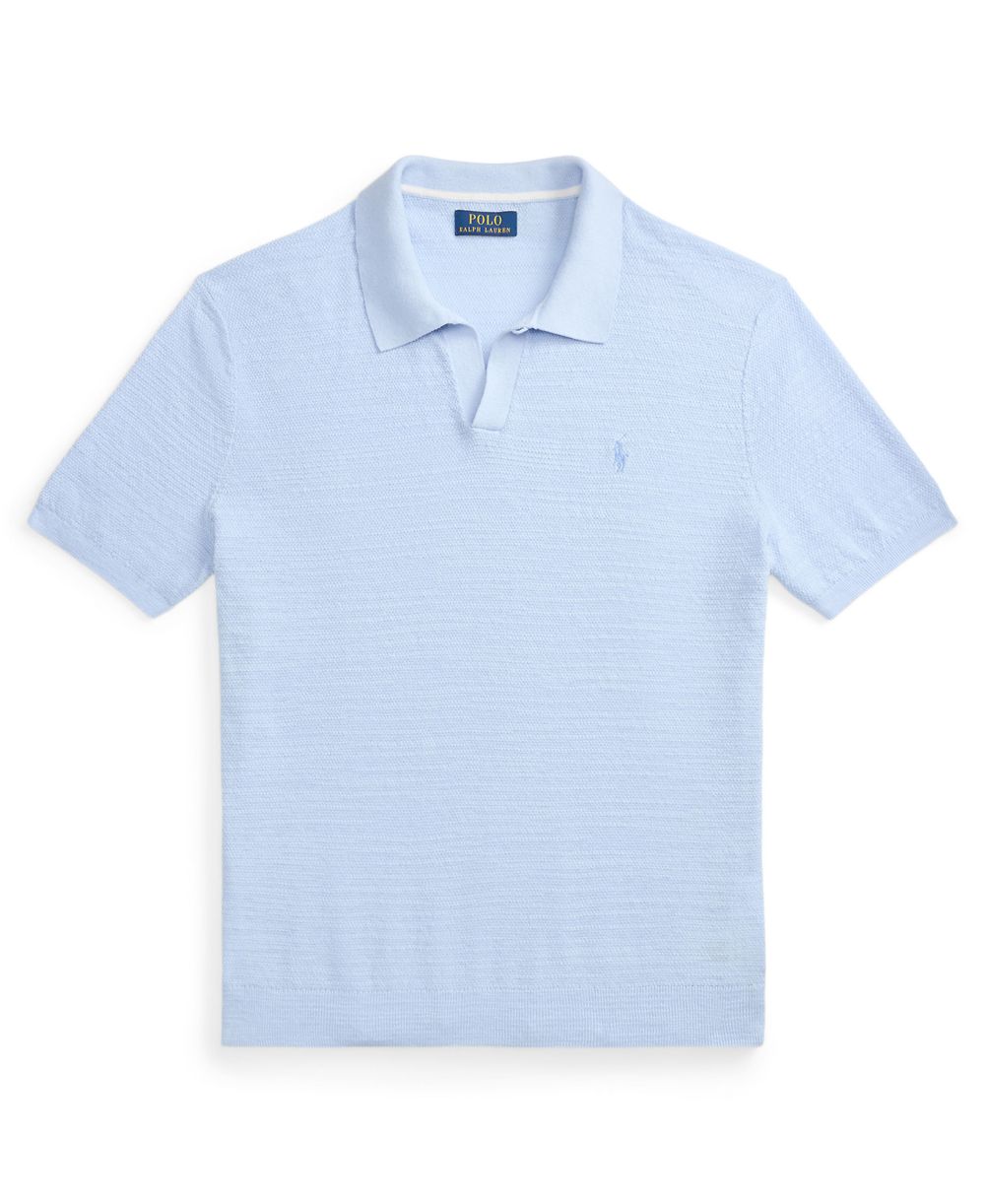 Men's Short-Sleeve Textured Sweater Polo Shirt