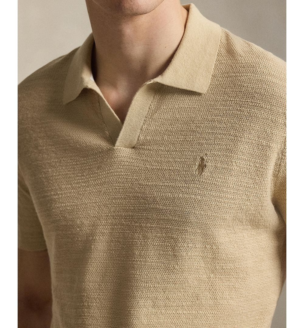 Men's Short-Sleeve Textured Sweater Polo Shirt