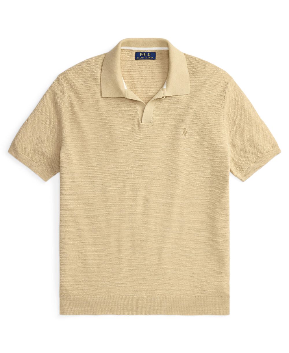 Men's Short-Sleeve Textured Sweater Polo Shirt