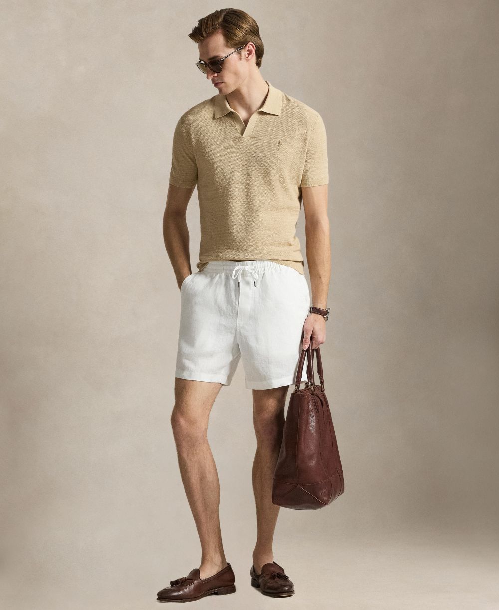 Men's Short-Sleeve Textured Sweater Polo Shirt