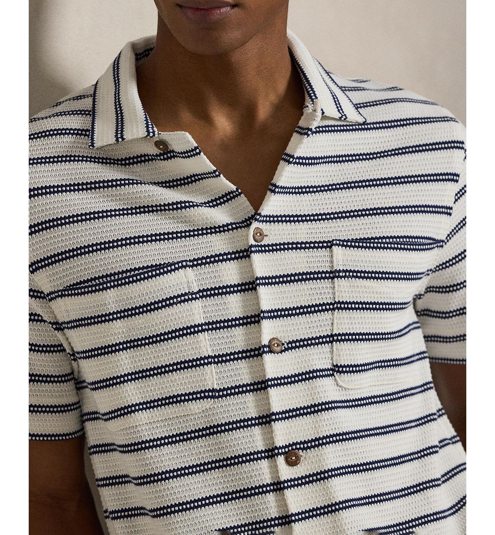 Men's Striped Camp Collar Shirt