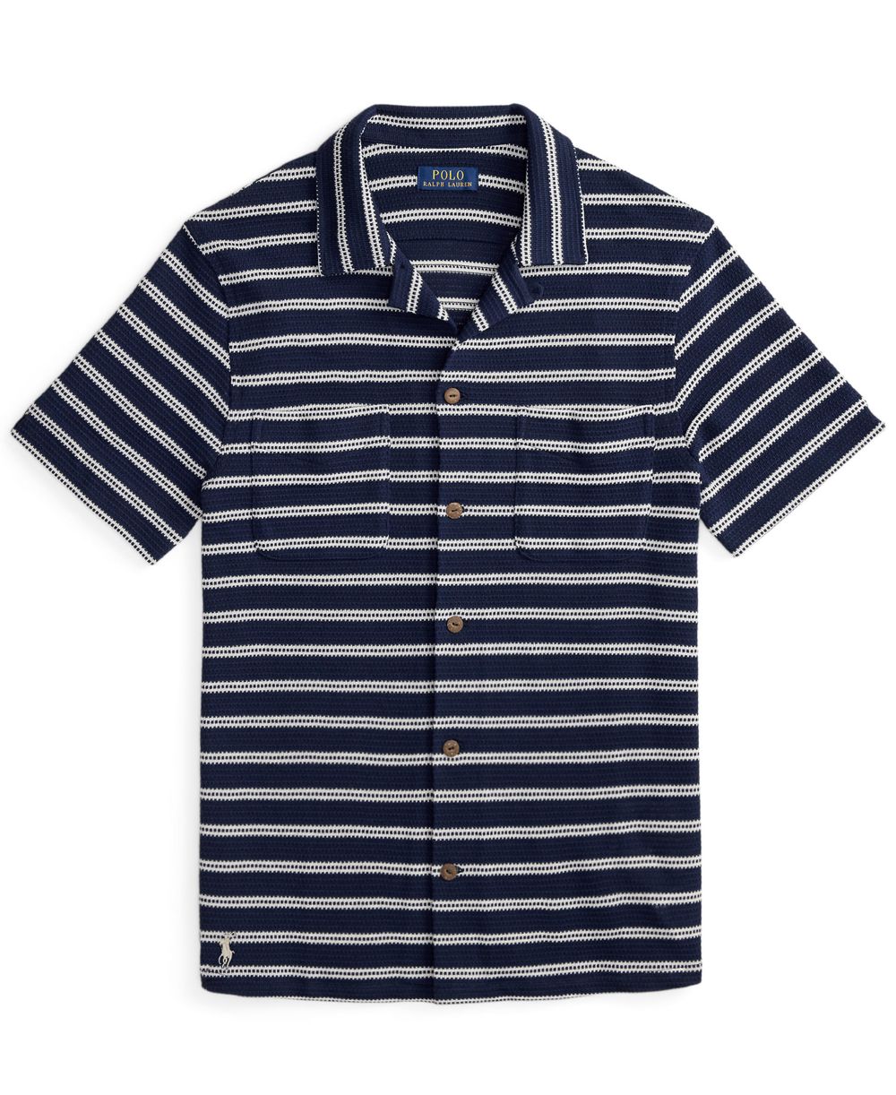 Men's Striped Camp Collar Shirt